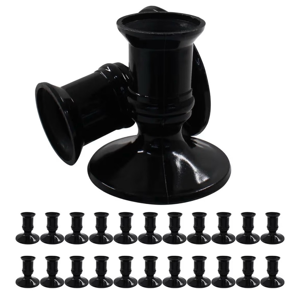 Plastic Black Taper Candle Holders – Set of 24 | Wedding & Event Decor